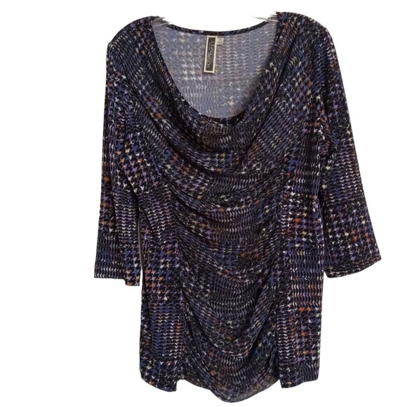 Julian Taylor Women's 14 Draped Front 3/4 Sleeve Beautiful Multi Color Blouse - Picture 1 of 9